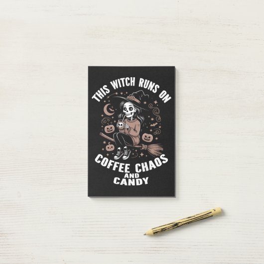 コーヒー走とカオスとキャンディの上のこの魔女 ポストイット (デスク上)