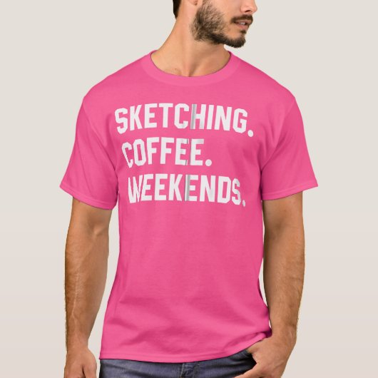 コーヒー週末のスケッチおもしろいシャツW Tシャツ (正面)