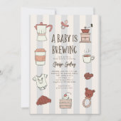 コーヒー醸造ブルーベビーシャワー招待状 招待状 (正面)