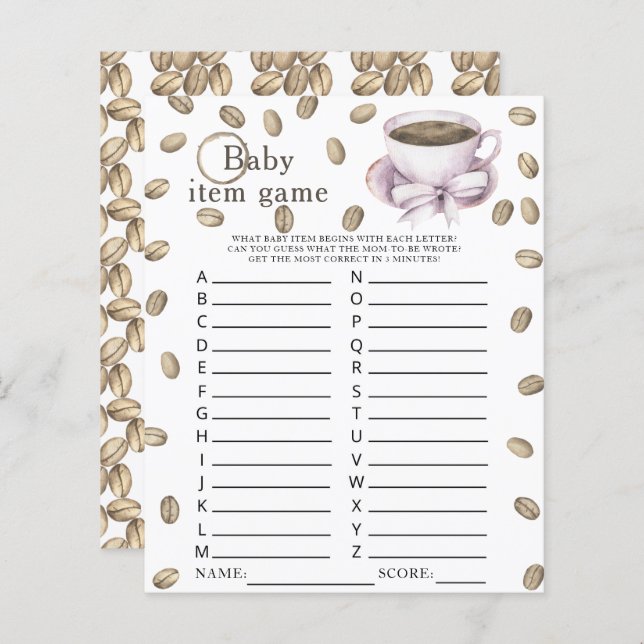 コーヒー醸造ベビーシャワーベビーアイテムゲーム (正面/裏面)
