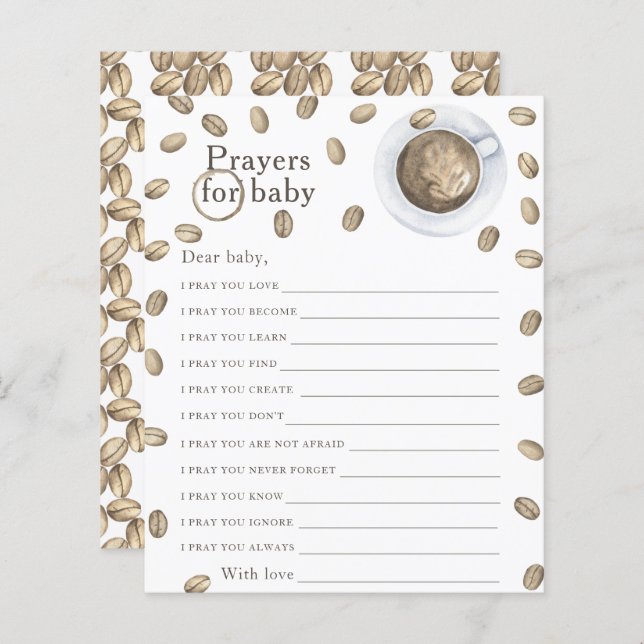 コーヒー醸造ベビーシャワー祈りの言葉用ベビー (正面/裏面)