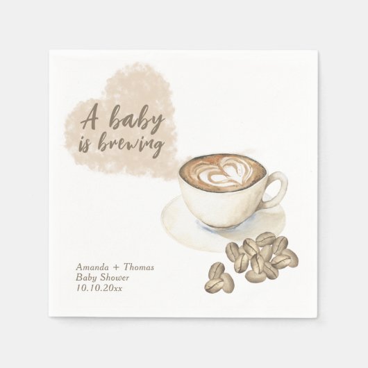 コーヒー醸造ベビーシャワー スタンダードカクテルナプキン (正面)