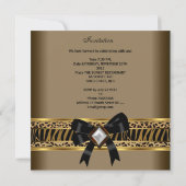 コーヒー金ゴールドブラックヒョウzebra誕生日パーティー 招待状 (裏面)