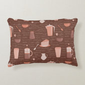 コーヒー関連の要素が付いているパターン アクセントクッション (正面)