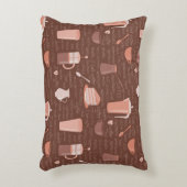 コーヒー関連の要素が付いているパターン アクセントクッション (正面(垂直))