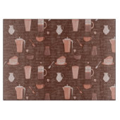 コーヒー関連の要素が付いているパターン カッティングボード (正面)