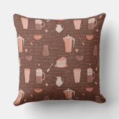 コーヒー関連の要素が付いているパターン クッション (裏面)