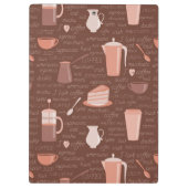 コーヒー関連の要素が付いているパターン クリップボード (裏面)