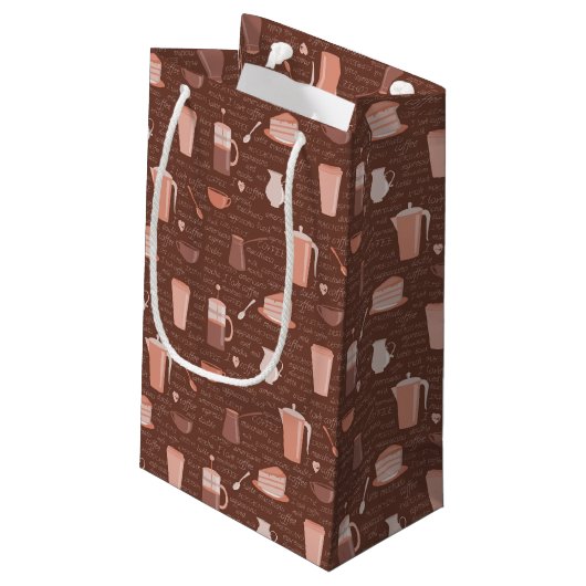 コーヒー関連の要素が付いているパターン スモールペーパーバッグ (裏面アングル)