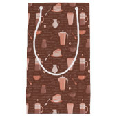 コーヒー関連の要素が付いているパターン スモールペーパーバッグ (正面)