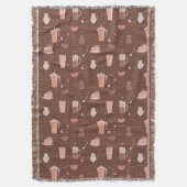 コーヒー関連の要素が付いているパターン スローブランケット (正面縦)