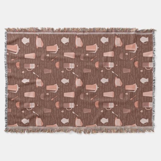 コーヒー関連の要素が付いているパターン スローブランケット (正面)