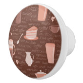 コーヒー関連の要素が付いているパターン セラミックノブ (右)