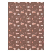 コーヒー関連の要素が付いているパターン テーブルクロス (正面)