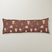 コーヒー関連の要素が付いているパターン ボディピロー (裏面)