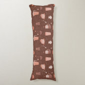 コーヒー関連の要素が付いているパターン ボディピロー (正面縦)