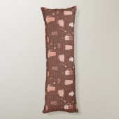 コーヒー関連の要素が付いているパターン ボディピロー (裏面 (縦))