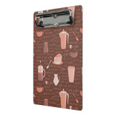 コーヒー関連の要素が付いているパターン ミニクリップボード (アングル2)