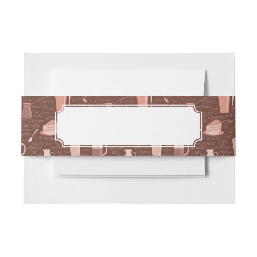 コーヒー関連の要素が付いているパターン 招待状ベリーバンド (正面例)