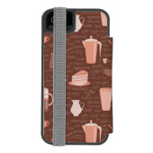 コーヒー関連の要素が付いているパターン INCIPIO iPhoneウォレットケース (フォリオ裏面)