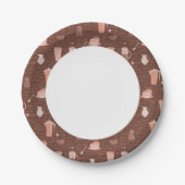 コーヒー関連の要素を含む模様 ペーパープレート (正面)