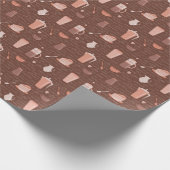 コーヒー関連要素のパターン ラッピングペーパー (角)