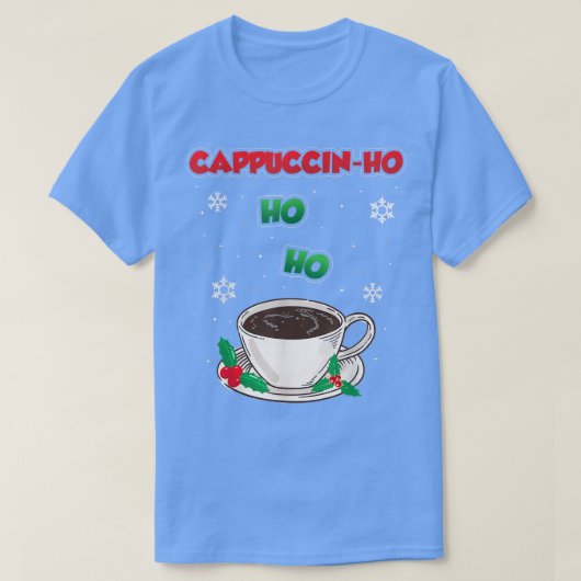 コーヒー飲みカプチーノマッチングファミリークリスマス Tシャツ (デザイン正面)
