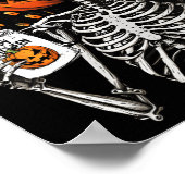 コーヒー飲みスケルトンのパンプキンハロウィーンの衣装 ポスター (角)