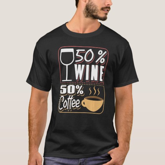 コーヒー飲みワインカフェインの飲み物 Tシャツ (正面)