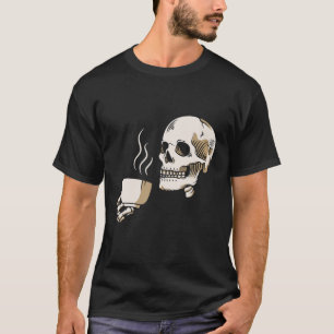 コーヒー飲み女のスケルトンCoffee Messy Bun Ha Tシャツ