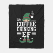 コーヒー飲み小妖精や小人家族の一致するクリスマス フリースブランケット (正面)