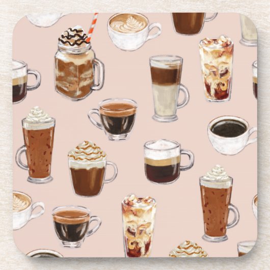 コーヒー飲み物およびデザートパターン コースター (正面)