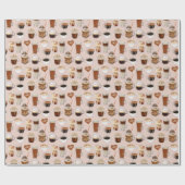 コーヒー飲み物およびデザートパターン ラッピングペーパー (フラット)