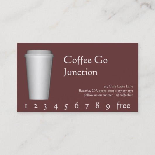 コーヒー飲み物の穿孔器/ロイヤリティカード ロイヤリティカード (正面)