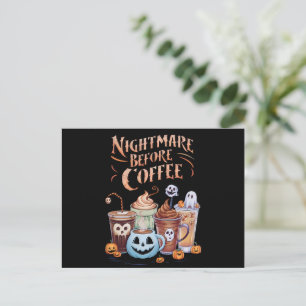 コーヒー飲むまでは生き返らない パンプキンスパイス ハロウィン ポストカード