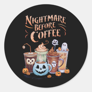 コーヒー飲むまでは生き返らない パンプキンスパイス ハロウィン ラウンドシール