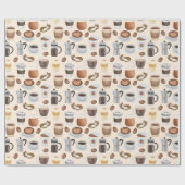 コーヒー飲料と猫が可愛い ラッピングペーパー (フラット)