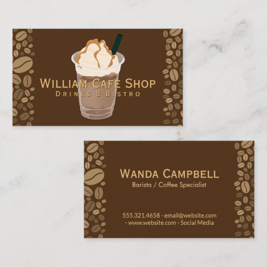 コーヒー飲料と豆の名刺 名刺 (正面/裏面)