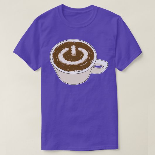 コーヒー飲料コンピュータの電源ボタン Tシャツ (デザイン正面)