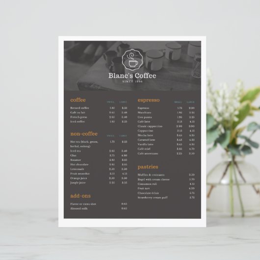 コーヒー飲料リスト (スタンド正面)