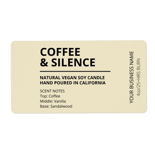 コーヒー香りタンカラーキャンドルラベル ラベル (正面)