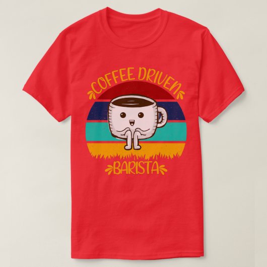 コーヒー駆動バリスタカフェインおもしろい引用文 Tシャツ (デザイン正面)