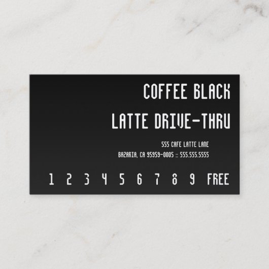 コーヒー黒い再文字のパンチカード ロイヤリティカード (正面)