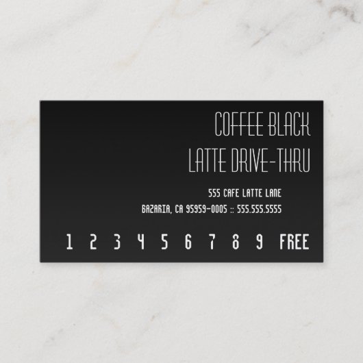 コーヒー黒い再文字のパンチカード ロイヤリティカード (正面)