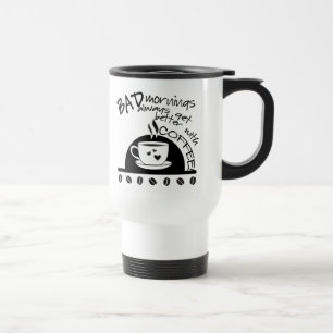 コーヒー黒のタイポグラフィのよりよい朝 トラベルマグ