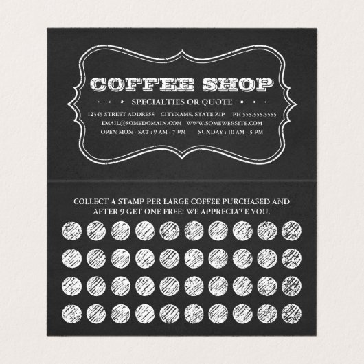 コーヒー黒板によって折られるロイヤリティのスタンプカード 名刺 (内部フラット)