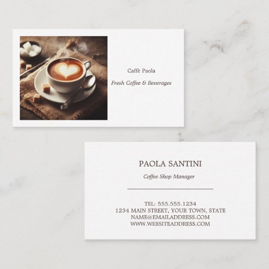 コーヒー1杯の写真 名刺 (正面/裏面)