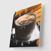 コーヒー1杯 スクエア壁時計 (傾斜)