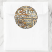 コーヒー4ステッカー、光沢、3インチ(6枚) ラウンドシール (バッグ)