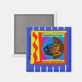 コーヒー、おはようございます、編集文字マグネット マグネット (正面/裏面)